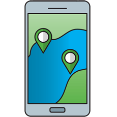 Mapa em um smartphone mostrando o Netilion Smart System